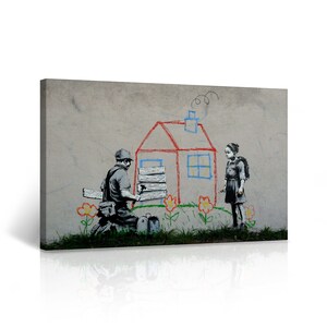 Banksy Canvas Wall Art Banksy Crayon House from Vernon Graffiti Artwork Wall Decor for Living Room Home Decor