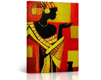 African Wall Art Woman Figure CANVAS PRINT Painting Home Decor Artwork Living Room Decor - Framed Canvas- Ready to Hang