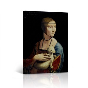 Lady with an Ermine by Leonardo Da Vinci Painting Famous Art Fine Art Oil Paintings Canvas Wall Art Print Living Room Bedroom Home Decor