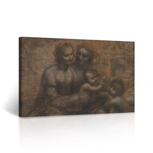 Virgin and Child with St.Anne and John Baptist by Leonardo Da Vinci Famous Painting Canvas Wall Art Print Living Room Bedroom Home Decor