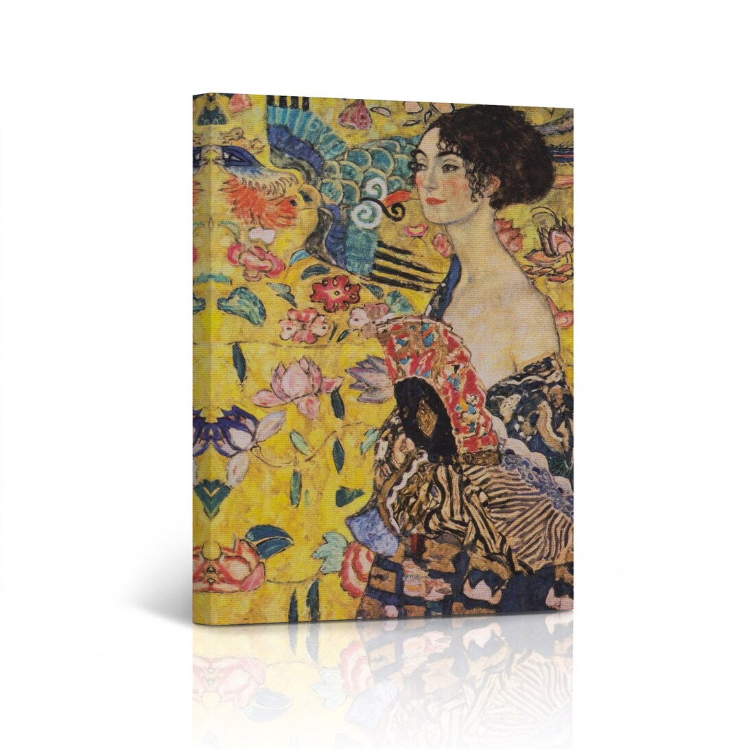 Lady With Fan by Gustav Klimt Canvas Wall Art Print Reproduction Fine ...