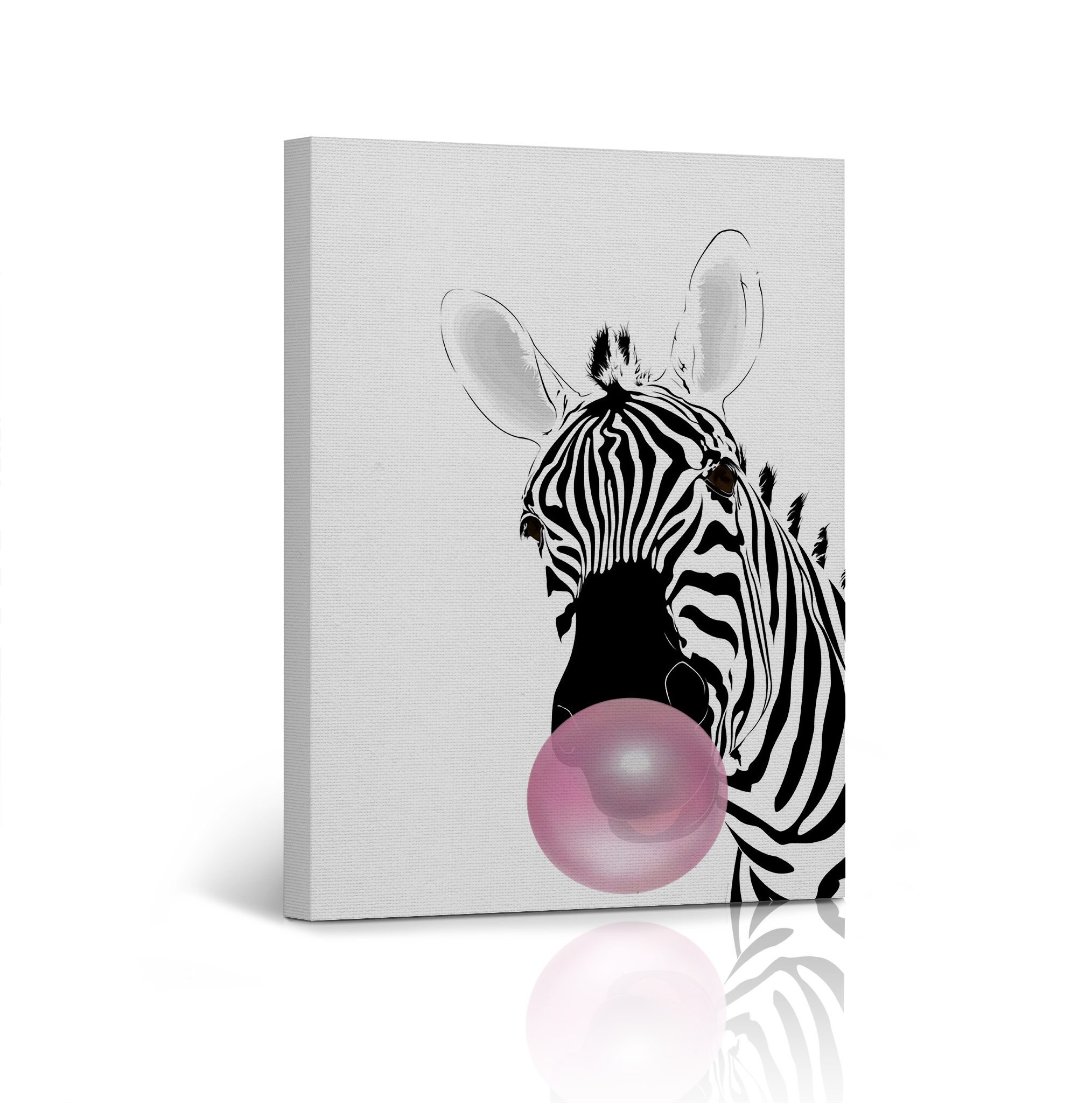 Zebra Soplando Chicle de burbuja rosa Retrato blanco y negro Pop Art Animal  Lienzo Wall Art Print para niños Boy Girl Room Decoración de pared - Etsy  México, image size:2028x2048