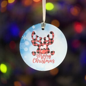 Plaid Moose Glass Ornament / Suncatcher