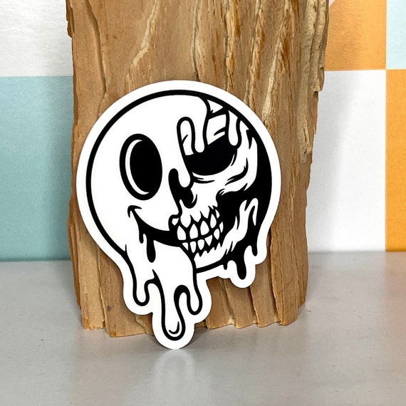 Melting Skull Smiley Face Waterproof Sticker Decal, Free Shipping, Laptop,  Car Sticker Decal