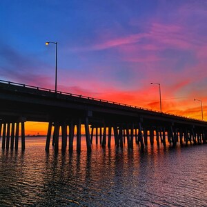 Sunset over Bridge, Norfolk, VA Photo Print