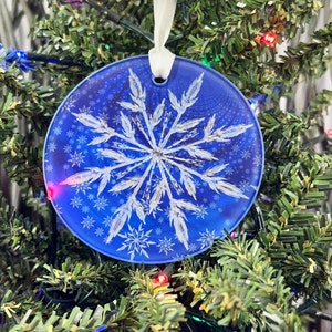 Blue Snowflake Glass Ornament / Suncatcher