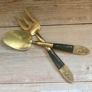 Vintage Siam Brass Salad Serving Set