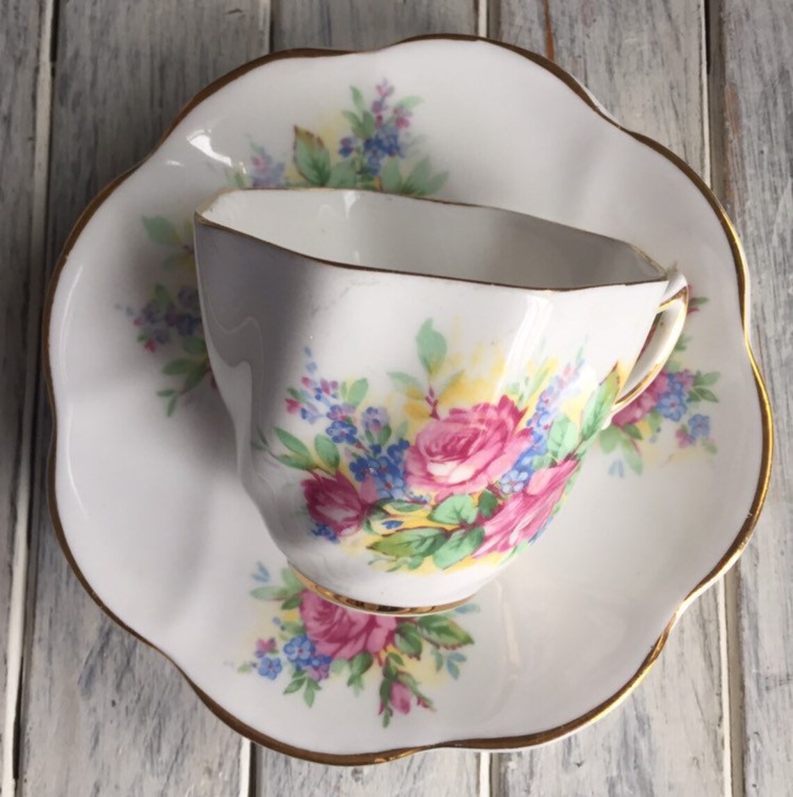 Clare Tea Cups and Saucers English Bone China Etsy