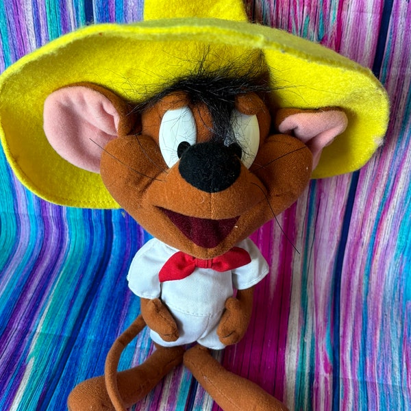 Vintage 1991 looney tunes Speedy Gonzales Plushie stuffed animal Warner Brothers collectible kids toy