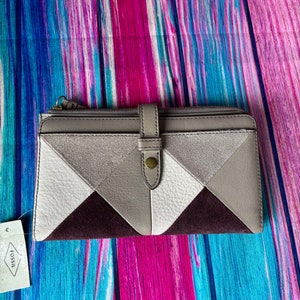 Fiona Leather Fossil Fiona Tab Clutch Wallet Vintage Fossil Fiona