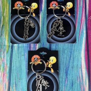 Lote vintage de 3 llaveros de Looney Tunes, coleccionables, personajes de dibujos animados de Tweety Bird, regalo, nuevo, stock antiguo