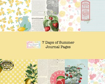 Summer Scrapbook Kit, Printable Journal Pages, Seasonal Ephemera (Digital Download)