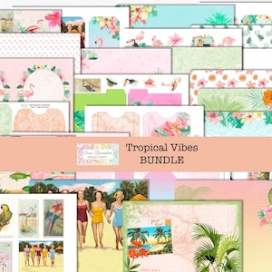 Tropical Junk Journal Kit, Bundle Junk Journal kit, Flamingo Junk Journal Kit, Summer Junk Journal Kit, Tropical Vibes Collaboration Kit,