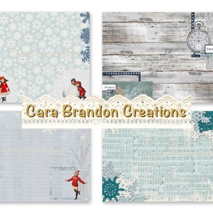 Winter Junk Journal Kit, Ice Skating Junk Journal Kit, Song of Winter Digital Junk Journal kit