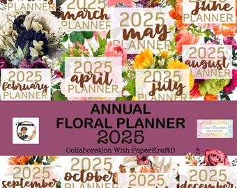 2025 Floral Planner Bundle, Weekly & Monthly, Junk Journal (Digital Planner)