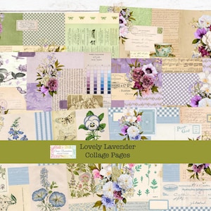 Journal imprimable, pages de collage imprimables, pages de collage lavande, belles pages imprimables lavande