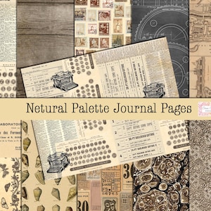 Junk Journal, Neutrale Palette Papiere, bedruckbar, Tim Holtz inspirierte Palette Papiere Scrapbook, Digital Kit, Cara Brandon Creations, Herunterladen