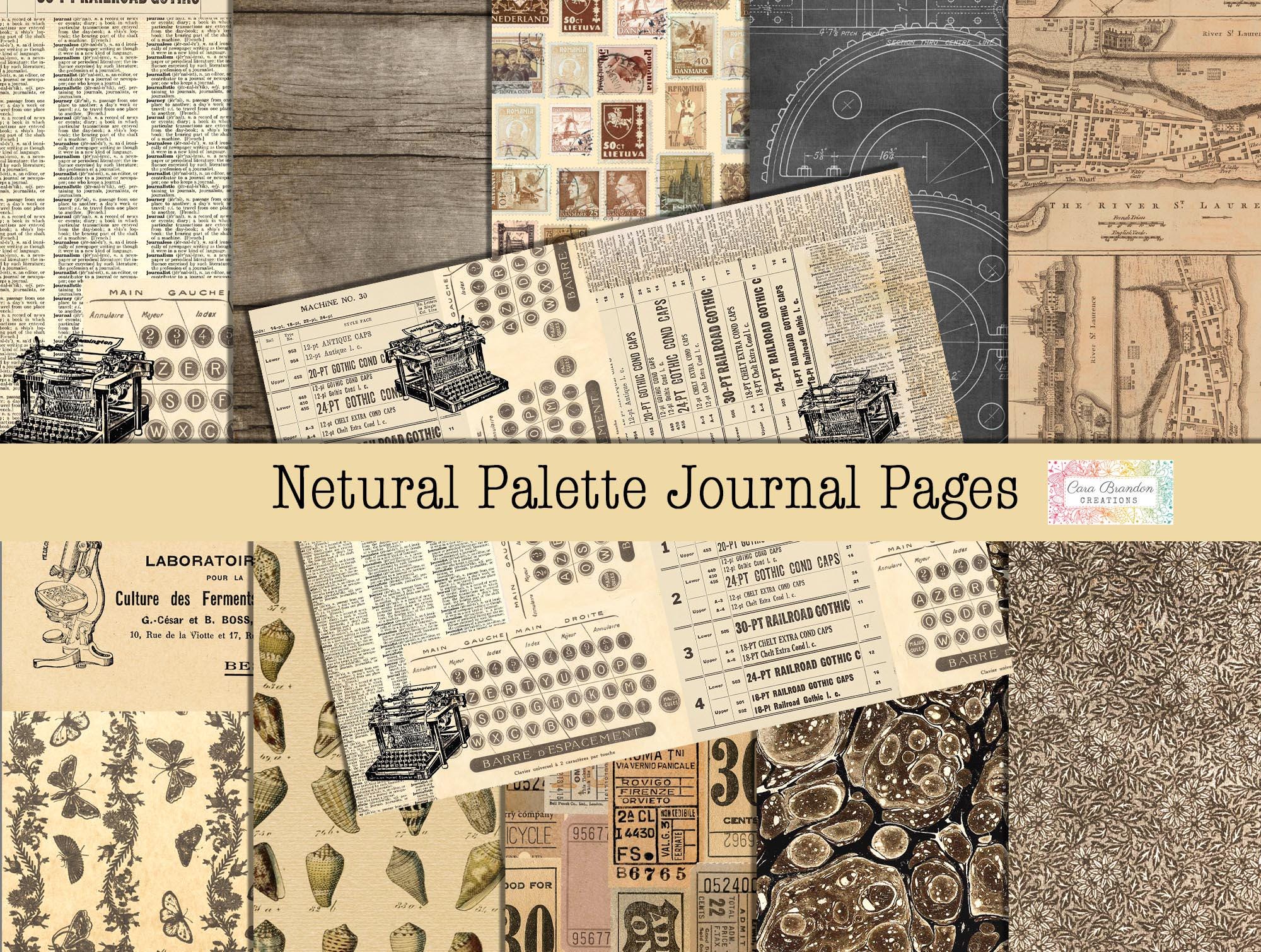 Junk Journal, Neutral Palette Papers, Printable, Tim Holtz Inspired Palette Papers Scrapbook, Digital Kit, Cara Brandon Creations, Download
