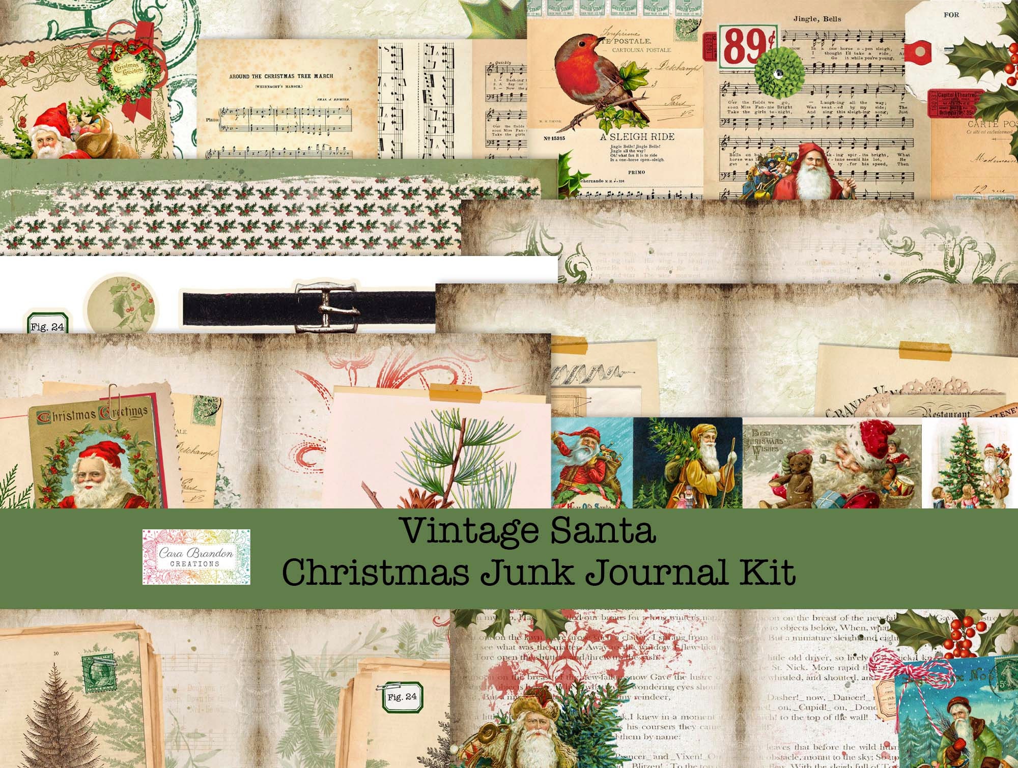 Vintage Santa Junk Journal Kit, Christmas Ephemera (digital Download ...