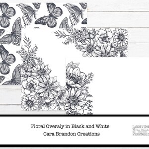 Black and White Floral Junk Journal Kit (Digital Download) image 2