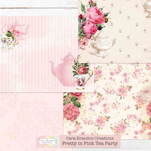 Kit de diario basura digital de la fiesta del té rosa, té de la tarde, kit de diario basura de la fiesta del té inglés, kit de diario basura de la fiesta del té rosa imprimible