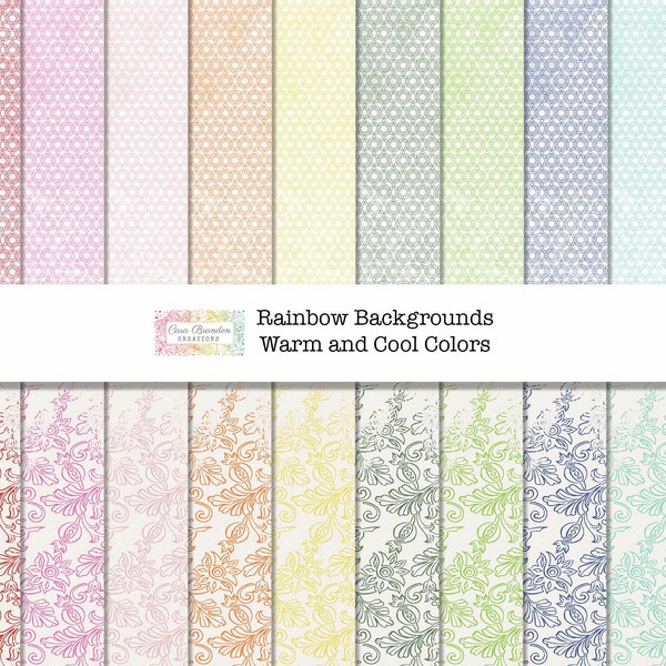 Rainbow background Junk Journal Pages, Rainbow Background printable