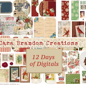 Christmas Junk Journal Kit, Traditional Christmas Journal Kit, 12 Days of Christmas Collab printable journal kit
