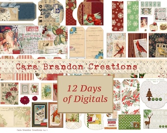 Christmas Junk Journal Kit, 12 Days of Digitals (Printable)