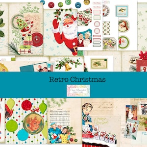 Retro Christmas Junk Journal Kit, 1950&#39;s Christmas Digital Junk Journal Kit, Christmas Junk Journal Kit