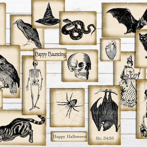 Coisas efêmeras grunge de Halloween, folha cortada, kit de diário lixo de Halloween, cartões de diário de Halloween e cortes complicados