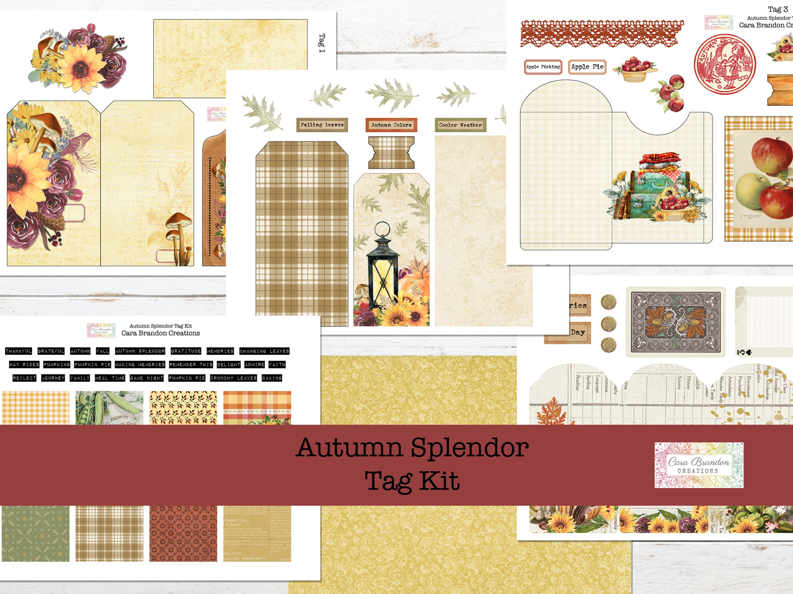 Autumn Tag Kit, Autumn Junk Journal tag Kit, Fall Junk Journal Tag Kit, Autumn Splendor Tag Kit