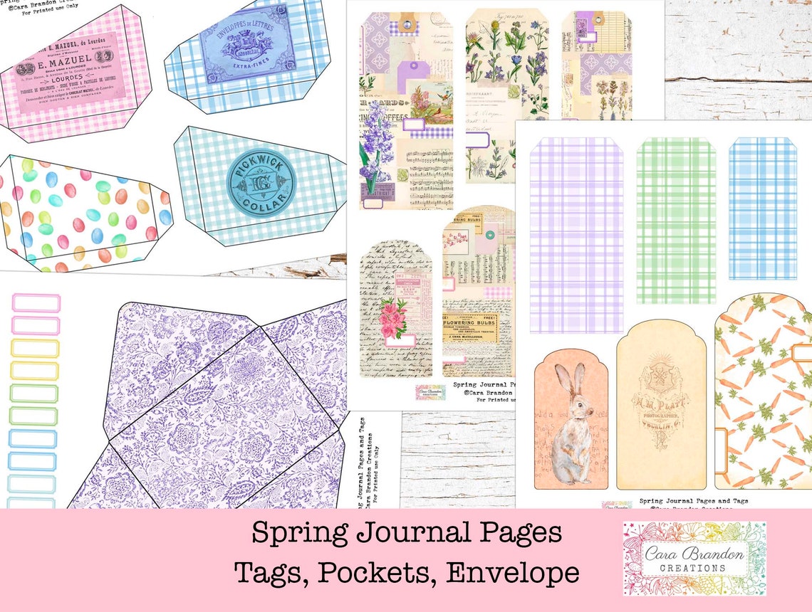 Printable Easter Junk Journal Kit – Spring Pages, Tags (digital ...