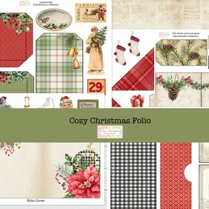 Christmas Folio Junk Journal Kit, Vintage Christmas Folio Kit, Traditional Christmas Folio Kit, Cozy Christmas Folio Kit
