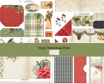 Christmas Folio Junk Journal Kit, Vintage Christmas Folio Kit, Traditional Christmas Folio Kit, Cozy Christmas Folio Kit