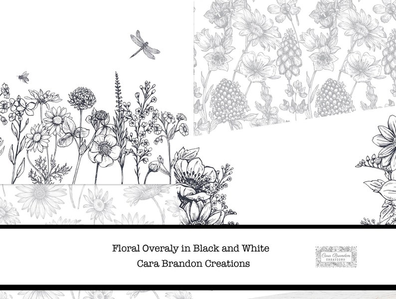 Black and White Floral Junk Journal Kit (Digital Download) image 3