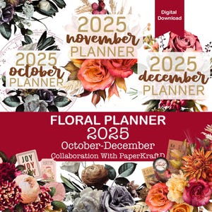 2025 Quarter 4 Planner Bundle, October, November and December Digital Planner, Weekly & Monthly Printable, Goal Planner, Junk Journal insert