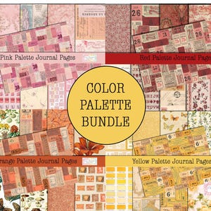 Junk Journal, BUNDLE WARM COLORS Palette Papiere, bedruckbar, Tim Holtz inspiriert, Digital Kit, Cara Brandon Creations, Download