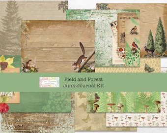 Forest Junk Journal Kit, Woodland Scrapbook Paper (Digital Download)