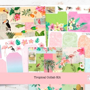 Tropical Junk Journal Kit, Flamingo Junk Journal Kit, Summer Junk Journal Kit, Tropical Vibes Collaboration Kit
