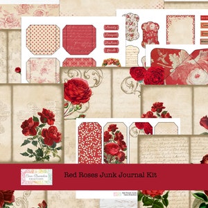 Rote Rosen Junk Journal Kit, Valentine Junk Journal Kit, Vintage rote Rosen Valentine Kit