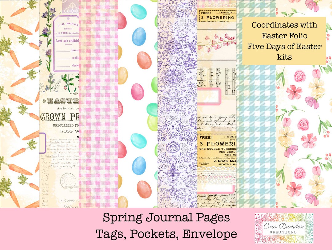 Printable Easter Junk Journal Kit – Spring Pages, Tags (digital ...
