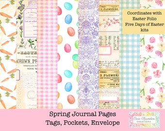 Kit stampabile per un diario pasquale – Pagine primaverili, etichette (download digitale)