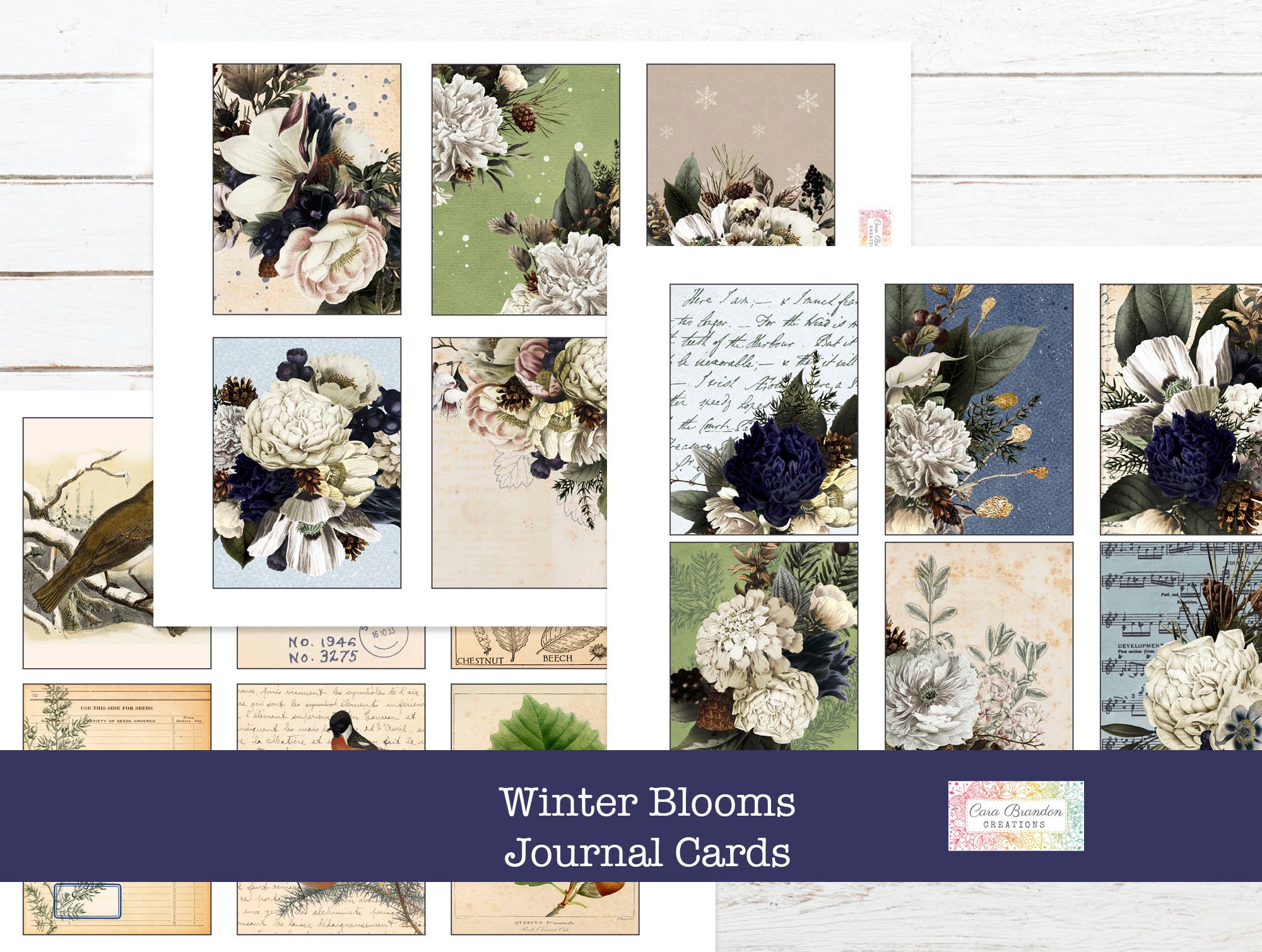 Blue and Yellow Floral Digital Junk Journal kit – Cara Brandon Creations