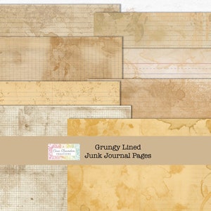 Carta digitale grunge, Pagine di diario spazzatura foderate, Stampabile di ispirazione vintage, Carta per notebook neutra, Oggetti effimeri di journaling, Download digitale