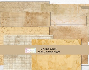 Papel rayado grunge para diario, imprimible vintage (descarga digital)