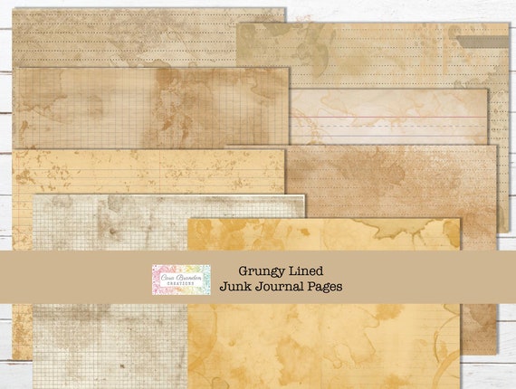 Grunge Lined Junk Journal Paper, Vintage Printable (Digital Download)