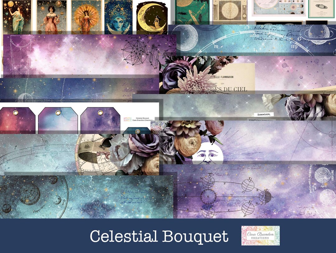 Celestial Junk Journal Kit, Galaxy Scrapbook Pages (PDF & JPEG) - Etsy