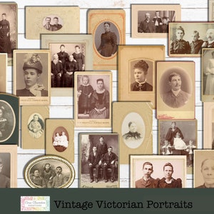 Vintage Victorian Portraits, Digital Ephemera, Vintage Printable, Victorian Photographs