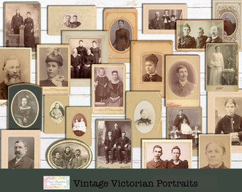 Vintage Victorian Portrait Ephemera, Printable Photos (Digital Download)
