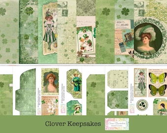 St. Patrick's Day Junk Journal Kit, Vintage St. Patrick's Day Junk Journal Kit, Green Junk Journal Kit